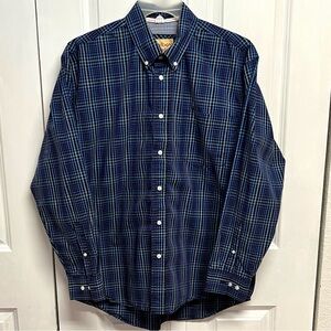 Cowboy Legend Western Navy Plaid Button Down Shirt Men Size XL